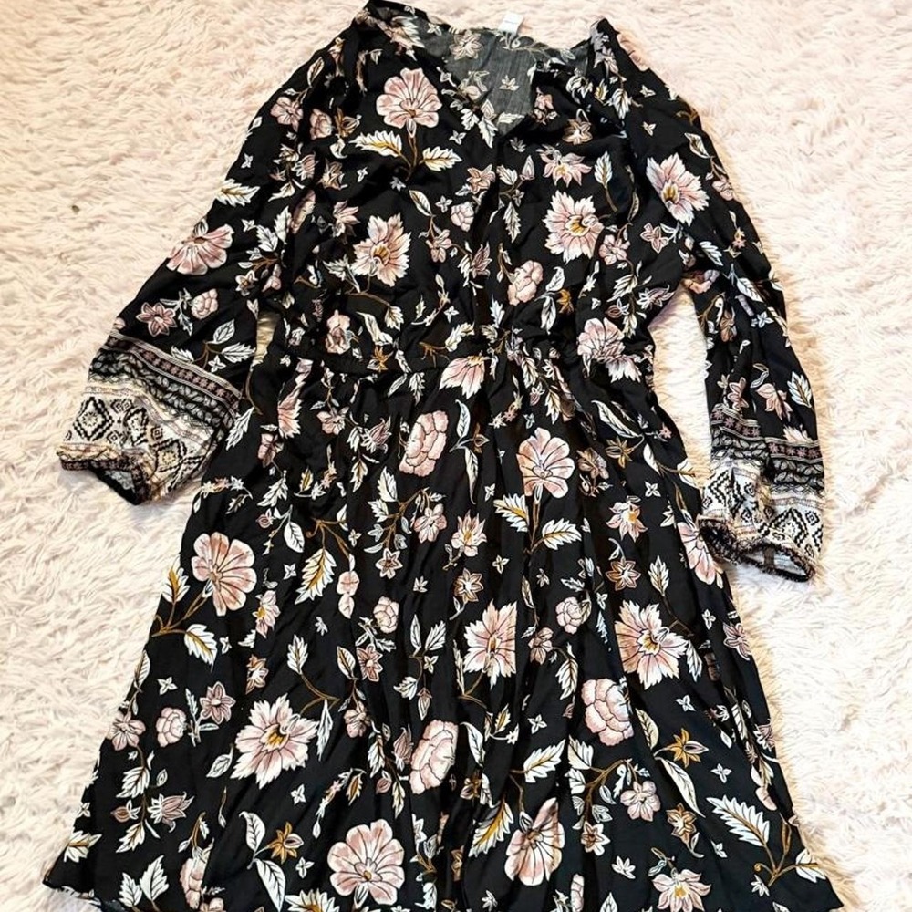 Boho Cottage Core Aztec Geometric Whimsygoth Dress Womens 2X Flowy Goddess